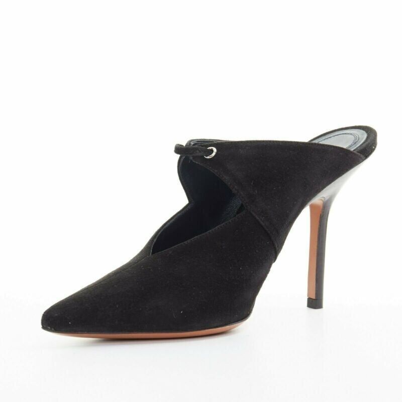 Celine new CELINE PHILO Babouche On Heel 105 black suede point toe cut out mule EU36 Size US 6 / IT 36 - 4 Thumbnail