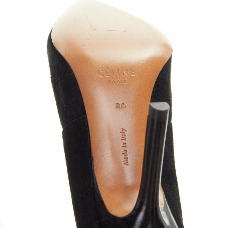 Celine new CELINE PHILO Babouche On Heel 105 black suede point toe cut out mule EU36 Size US 6 / IT 36 - 11 Thumbnail