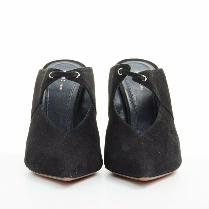 Celine new CELINE PHILO Babouche On Heel 105 black suede point toe cut out mule EU36 Size US 6 / IT 36 - 3 Thumbnail