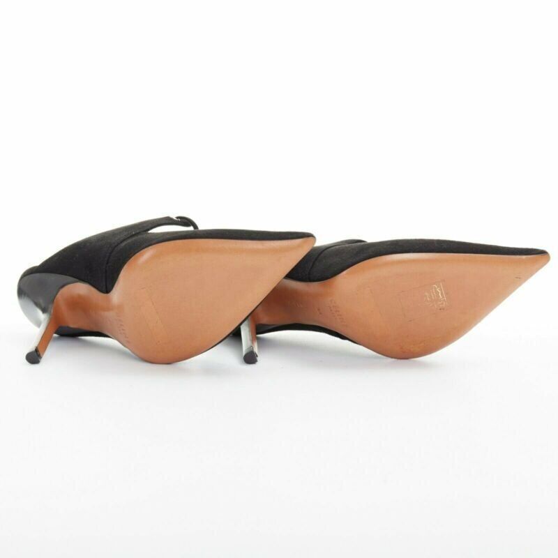 Celine new CELINE PHILO Babouche On Heel 105 black suede point toe cut out mule EU36 Size US 6 / IT 36 - 6 Thumbnail