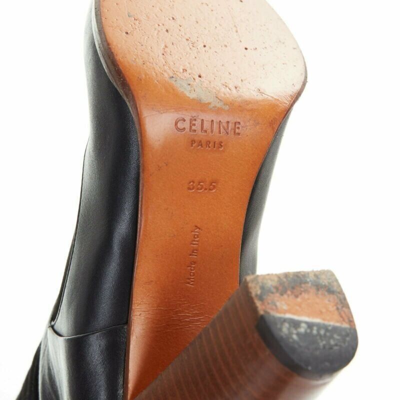 Celine CELINE PHILO black suede sock ankle strap chunky wooden heel tall boot EU35.5 Size US 5.5 / IT 35.5 - 10 Thumbnail
