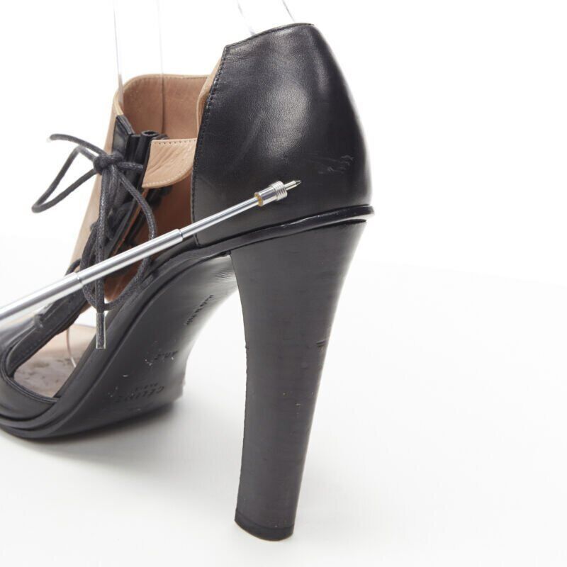 Celine OLD CELINE PHOEBE PHILO black nude leather lace open side peep toe bootie EU40.5 Size US 10.5 / IT 40.5 - 10 Thumbnail