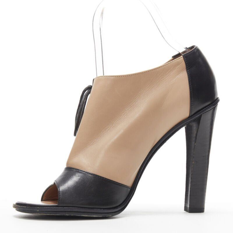Celine OLD CELINE PHOEBE PHILO black nude leather lace open side peep toe bootie EU40.5 Size US 10.5 / IT 40.5 - 4 Thumbnail