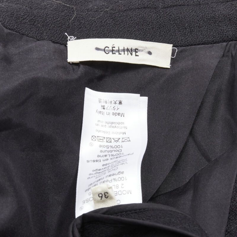 Celine OLD CELINE Phoebe Philo black lambskin shearling wool layered coat FR34 XS Size XS / US 0-2 / IT 36-38 - 10 Thumbnail