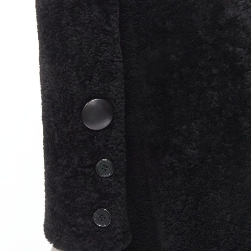 Celine OLD CELINE Phoebe Philo black lambskin shearling wool layered coat FR34 XS Size XS / US 0-2 / IT 36-38 - 9 Thumbnail