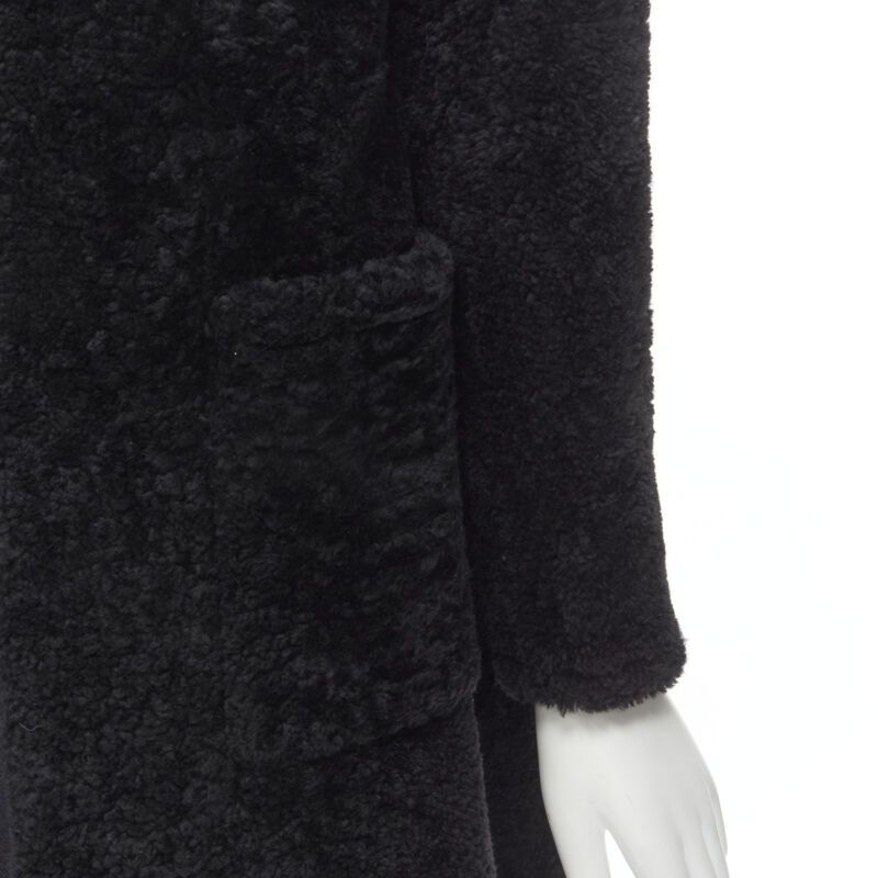 Celine OLD CELINE Phoebe Philo black lambskin shearling wool layered coat FR34 XS Size XS / US 0-2 / IT 36-38 - 8 Thumbnail