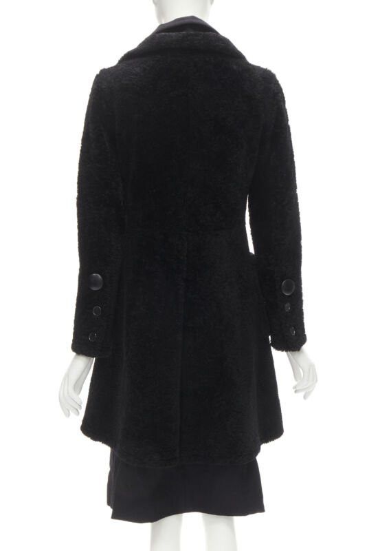 Celine OLD CELINE Phoebe Philo black lambskin shearling wool layered coat FR34 XS Size XS / US 0-2 / IT 36-38 - 6 Thumbnail