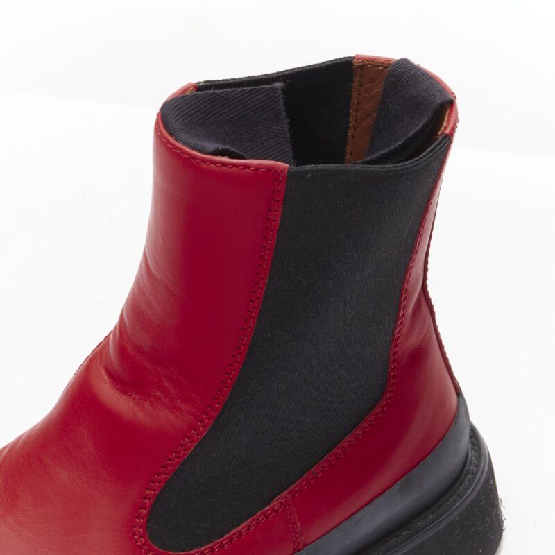 Celine OLD CELINE Phoebe Philo Country red leather black rubber chunky ankle boot EU37 Size US 7 / IT 37 - 8 Thumbnail