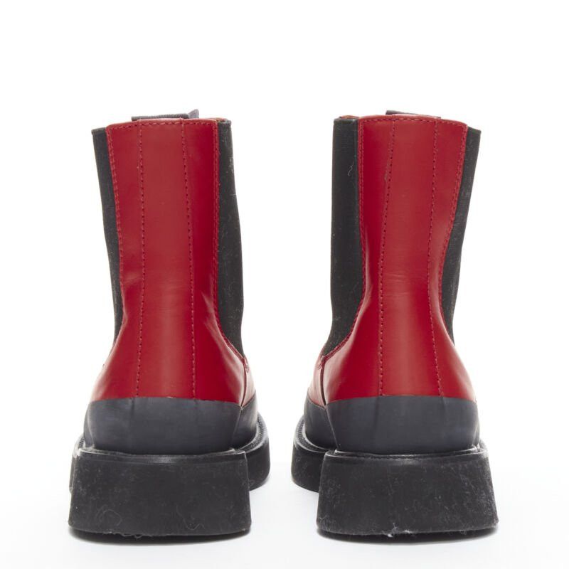 Celine OLD CELINE Phoebe Philo Country red leather black rubber chunky ankle boot EU37 Size US 7 / IT 37 - 5 Thumbnail