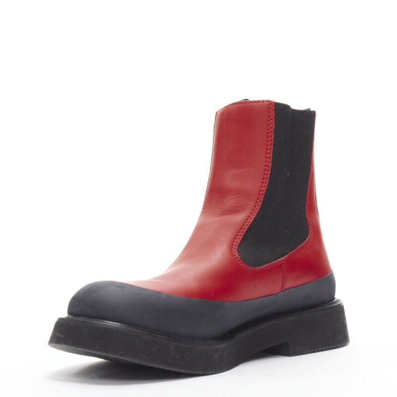 Celine OLD CELINE Phoebe Philo Country red leather black rubber chunky ankle boot EU37 Size US 7 / IT 37 - 4 Thumbnail