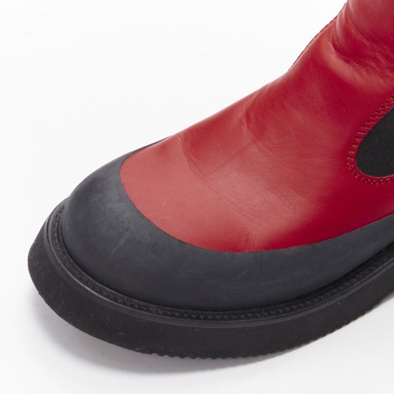 Celine OLD CELINE Phoebe Philo Country red leather black rubber chunky ankle boot EU37 Size US 7 / IT 37 - 7 Thumbnail