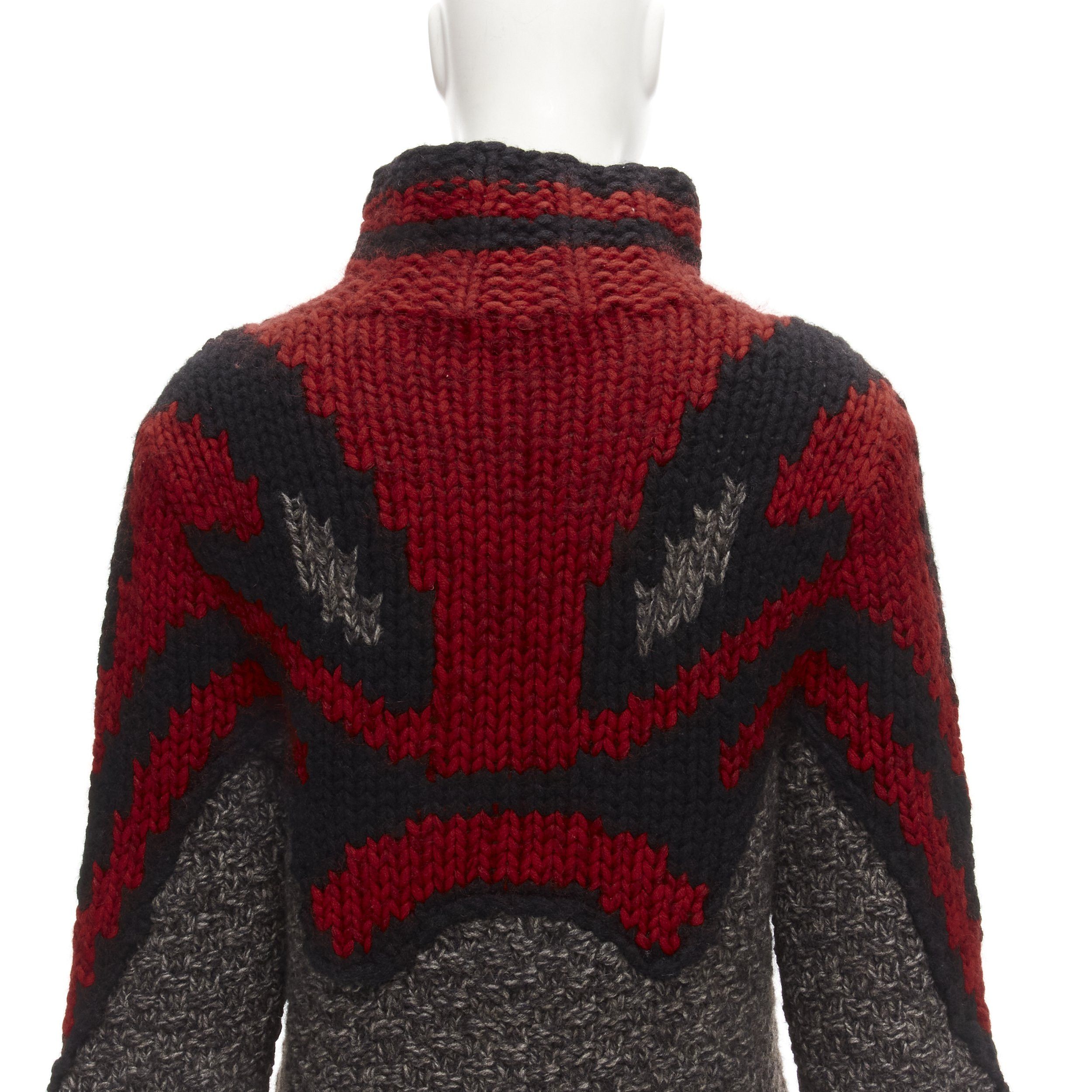 Celine OLD CELINE Phoebe Philo red grey abstract intarsia knit sweater dress S Size M / US 6-8 / IT 42-44 - 8 Thumbnail