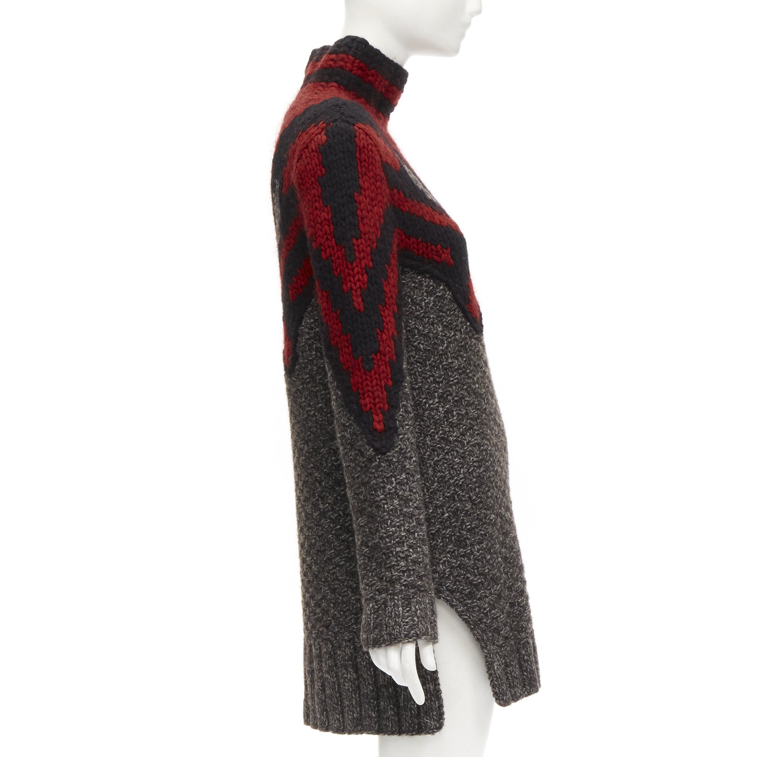 Celine OLD CELINE Phoebe Philo red grey abstract intarsia knit sweater dress S Size M / US 6-8 / IT 42-44 - 4 Thumbnail