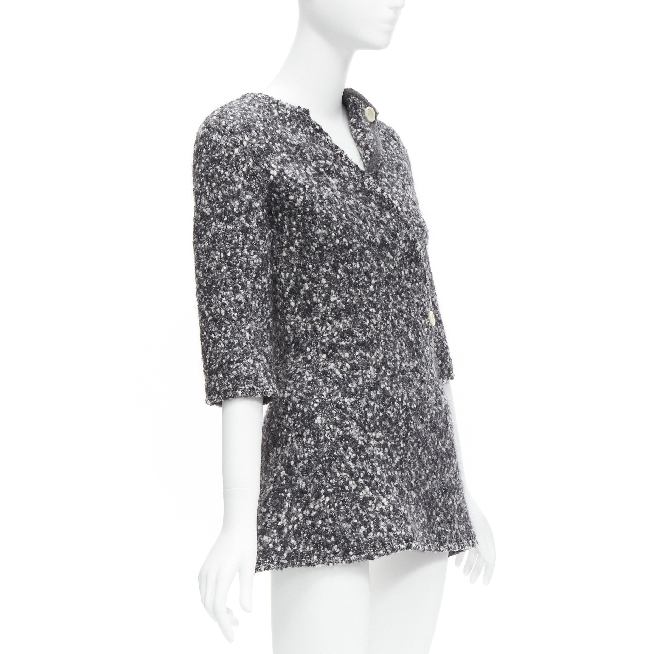 Celine OLD CELINE Runway Phoebe Philo 2014 grey wool boucle bias diagonal top FR34 XS Size XS / US 0-2 / IT 36-38 - 4 Thumbnail
