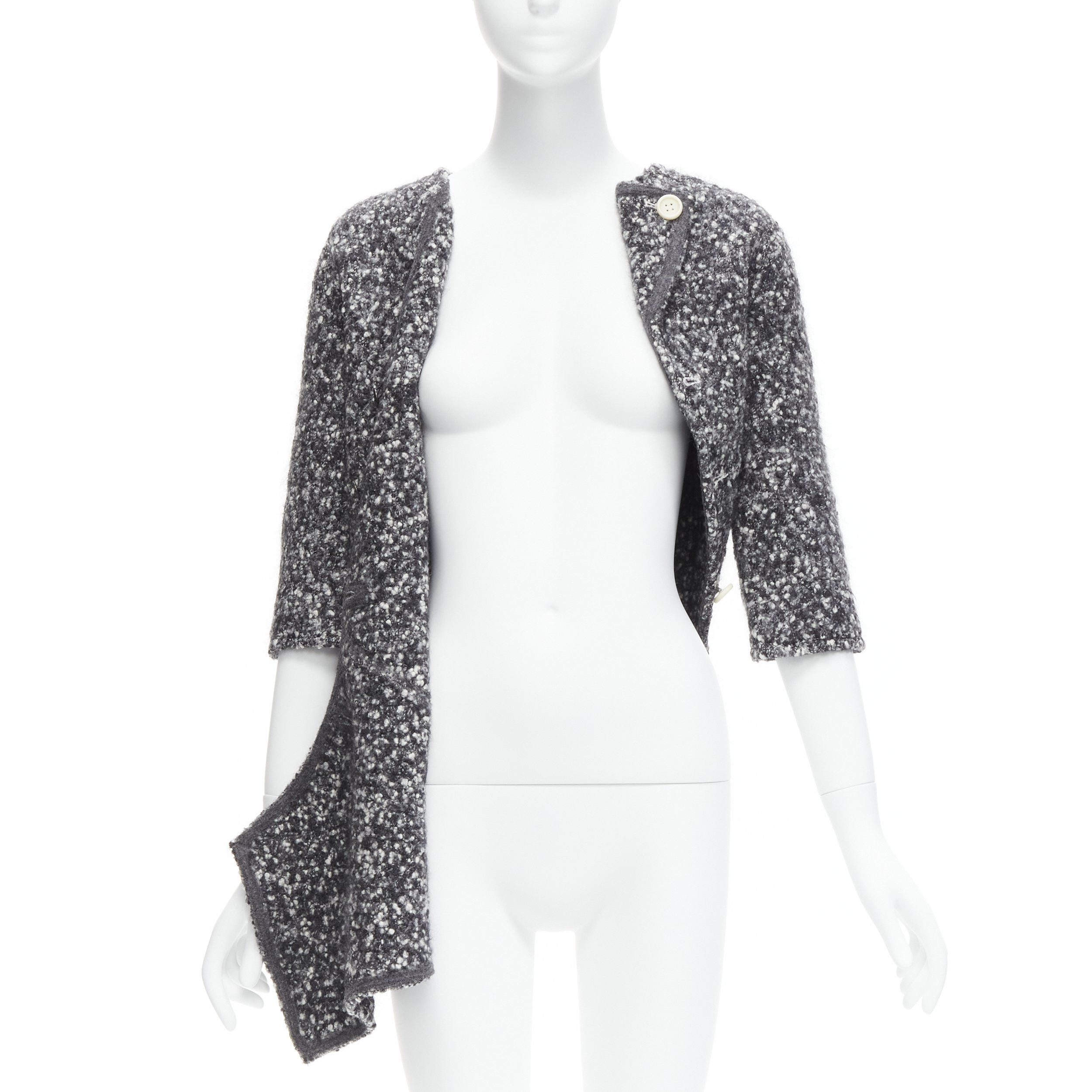 Celine OLD CELINE Runway Phoebe Philo 2014 grey wool boucle bias diagonal top FR34 XS Size XS / US 0-2 / IT 36-38 - 3 Thumbnail