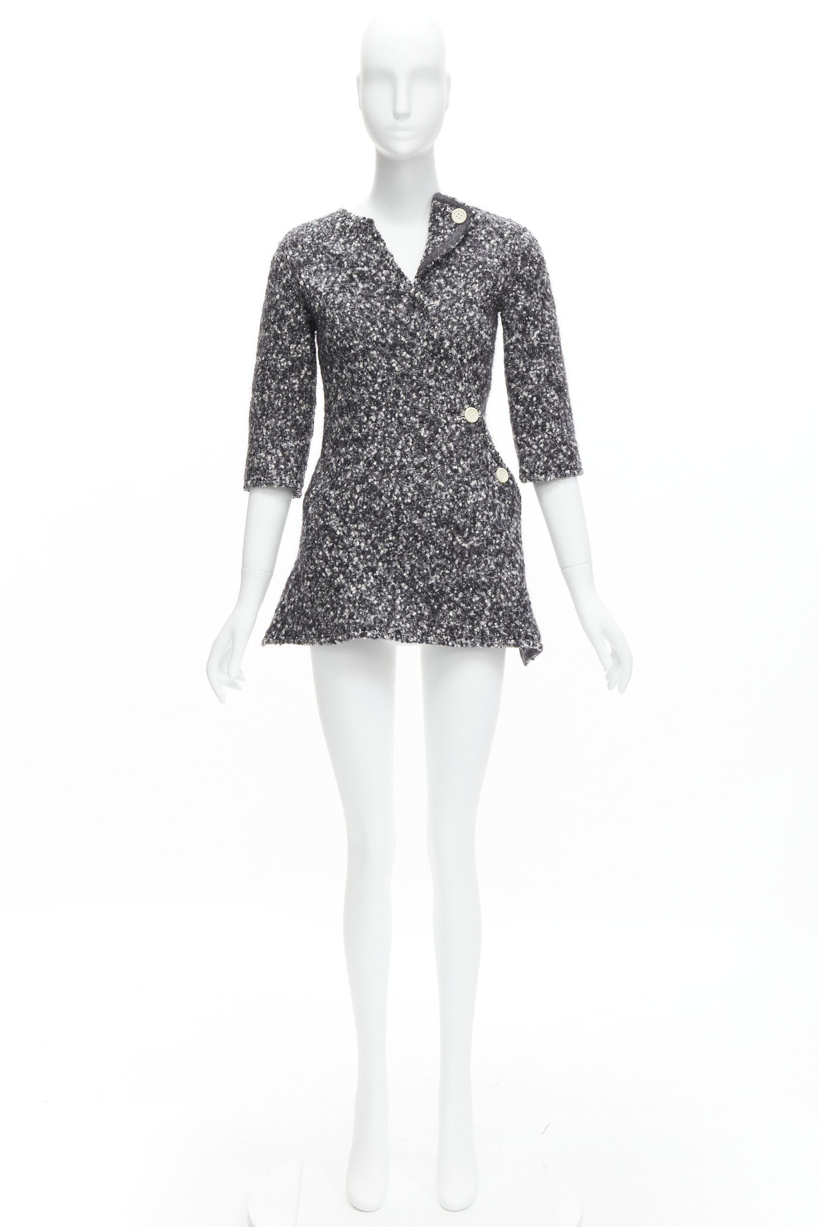 Celine OLD CELINE Runway Phoebe Philo 2014 grey wool boucle bias diagonal top FR34 XS Size XS / US 0-2 / IT 36-38 - 11 Thumbnail