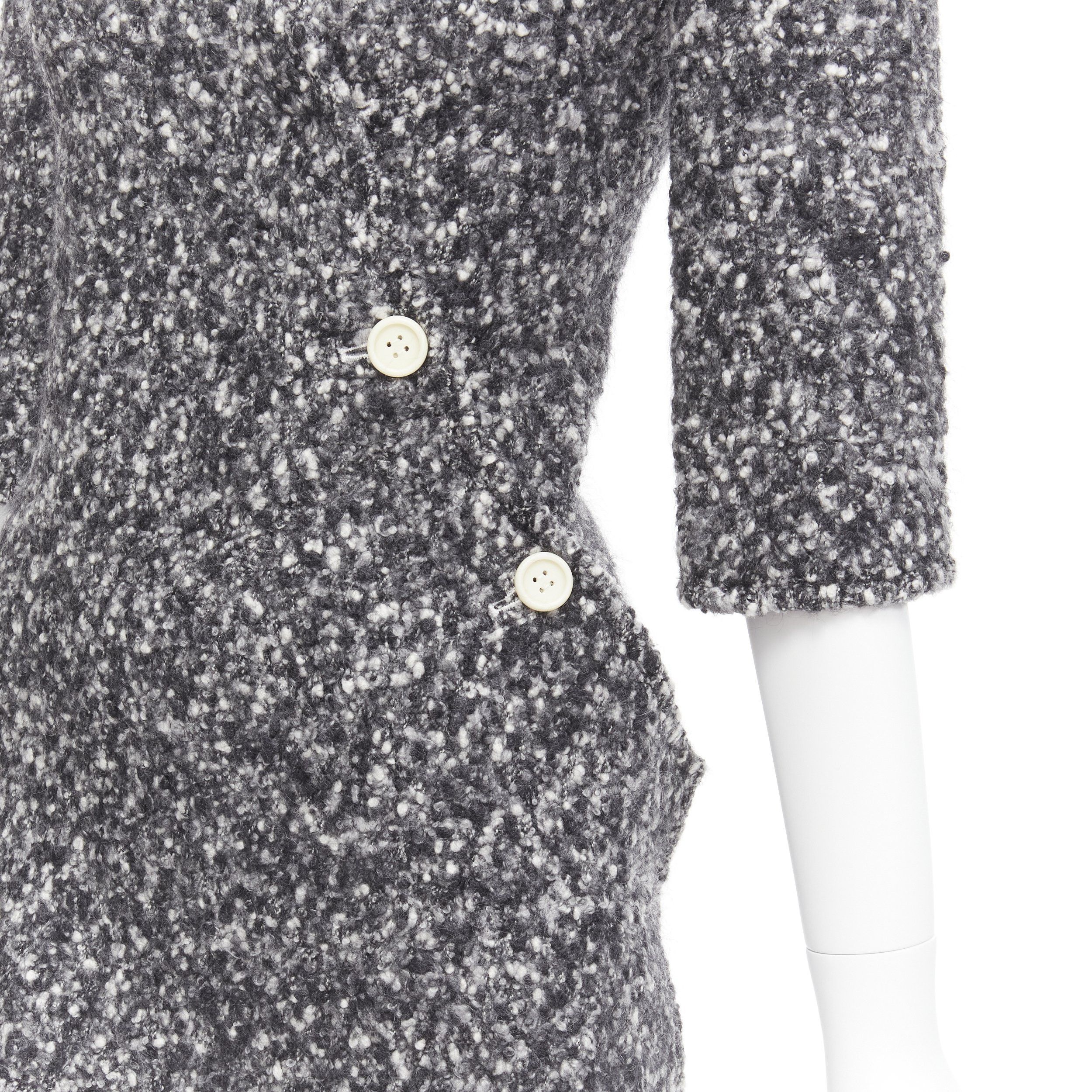 Celine OLD CELINE Runway Phoebe Philo 2014 grey wool boucle bias diagonal top FR34 XS Size XS / US 0-2 / IT 36-38 - 8 Thumbnail