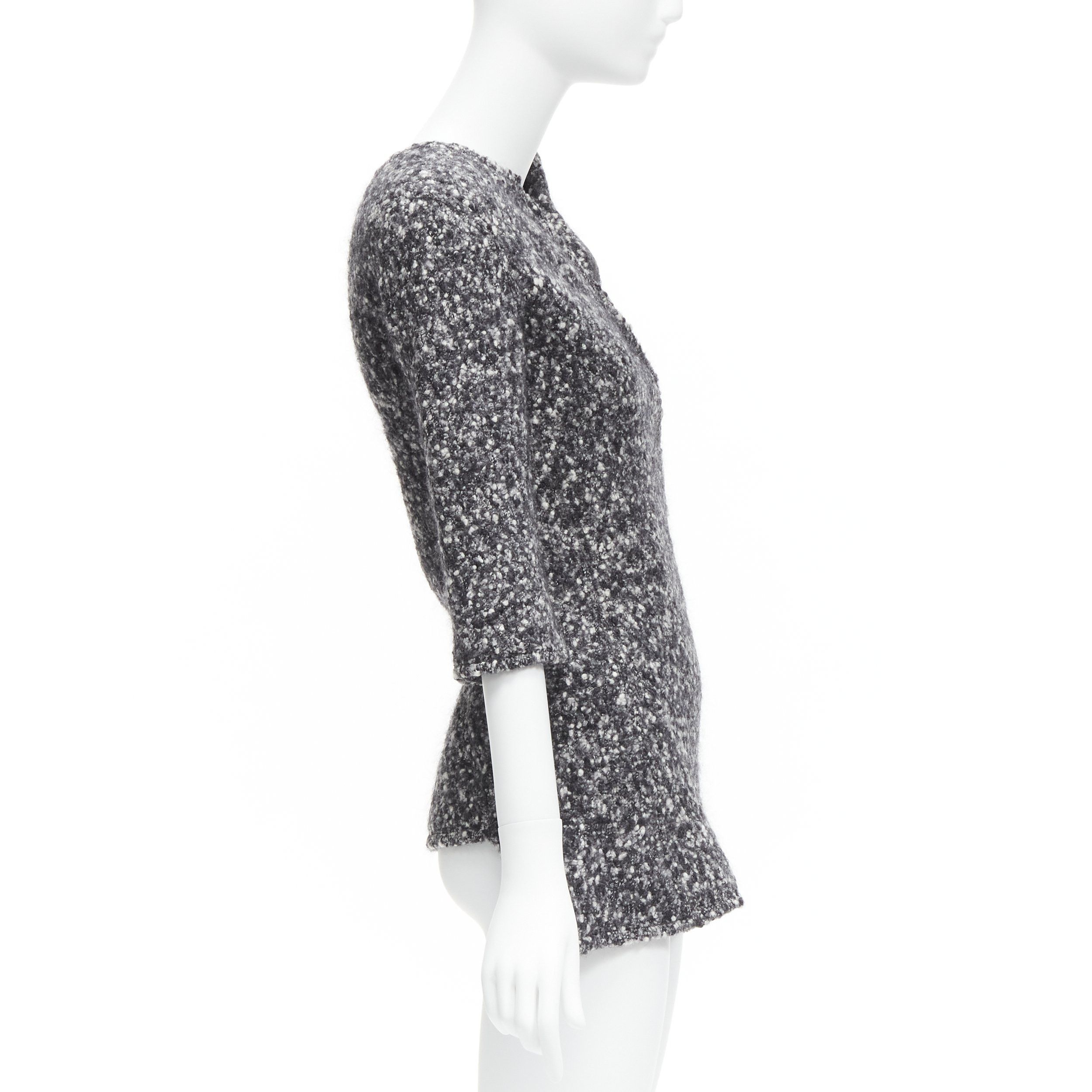 Celine OLD CELINE Runway Phoebe Philo 2014 grey wool boucle bias diagonal top FR34 XS Size XS / US 0-2 / IT 36-38 - 5 Thumbnail
