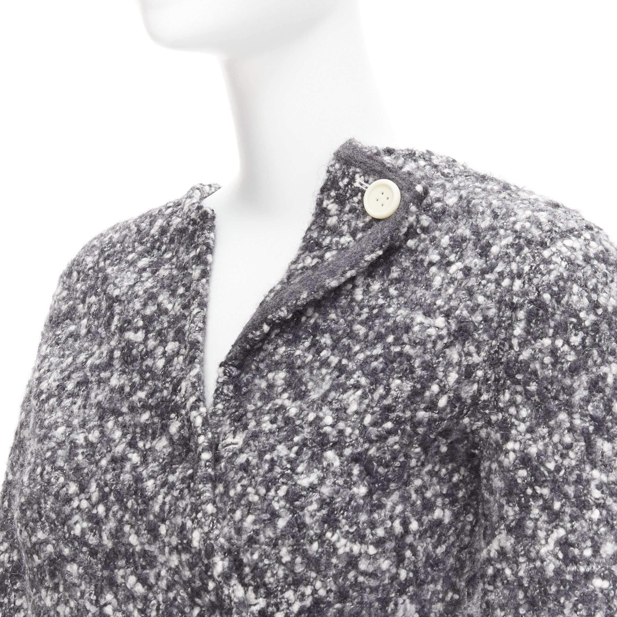 Celine OLD CELINE Runway Phoebe Philo 2014 grey wool boucle bias diagonal top FR34 XS Size XS / US 0-2 / IT 36-38 - 2 Thumbnail