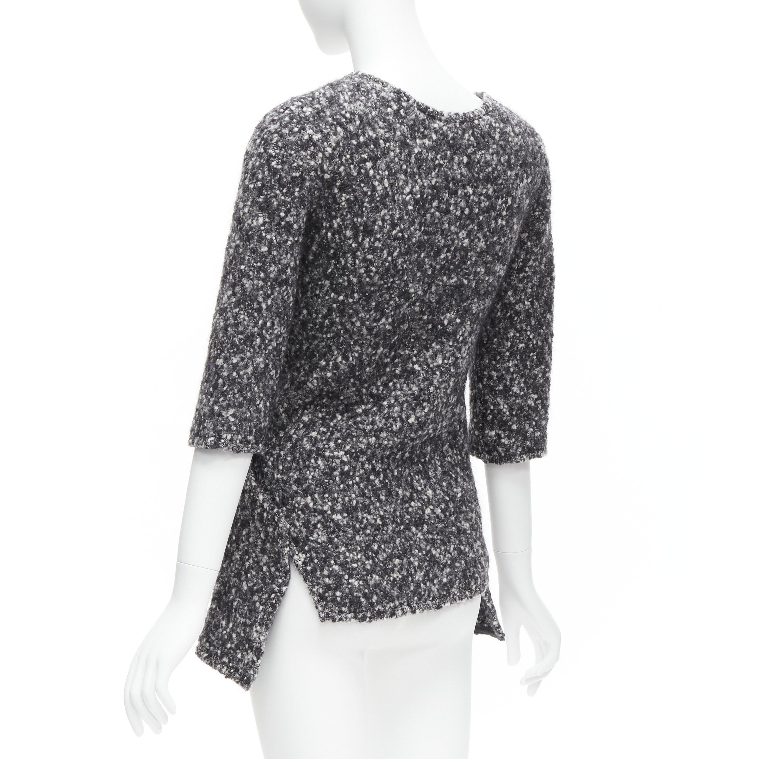 Celine OLD CELINE Runway Phoebe Philo 2014 grey wool boucle bias diagonal top FR34 XS Size XS / US 0-2 / IT 36-38 - 7 Thumbnail