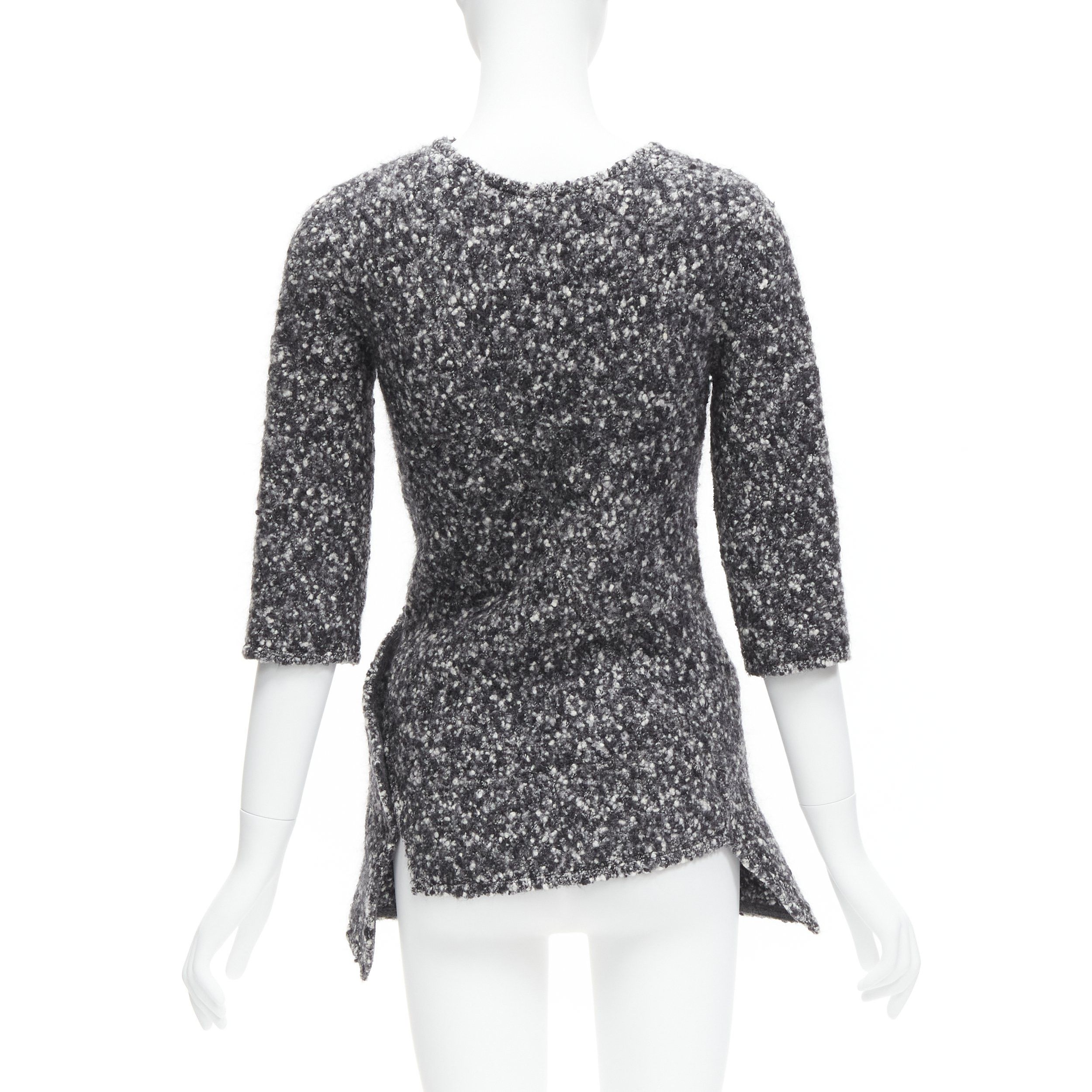 Celine OLD CELINE Runway Phoebe Philo 2014 grey wool boucle bias diagonal top FR34 XS Size XS / US 0-2 / IT 36-38 - 6 Thumbnail