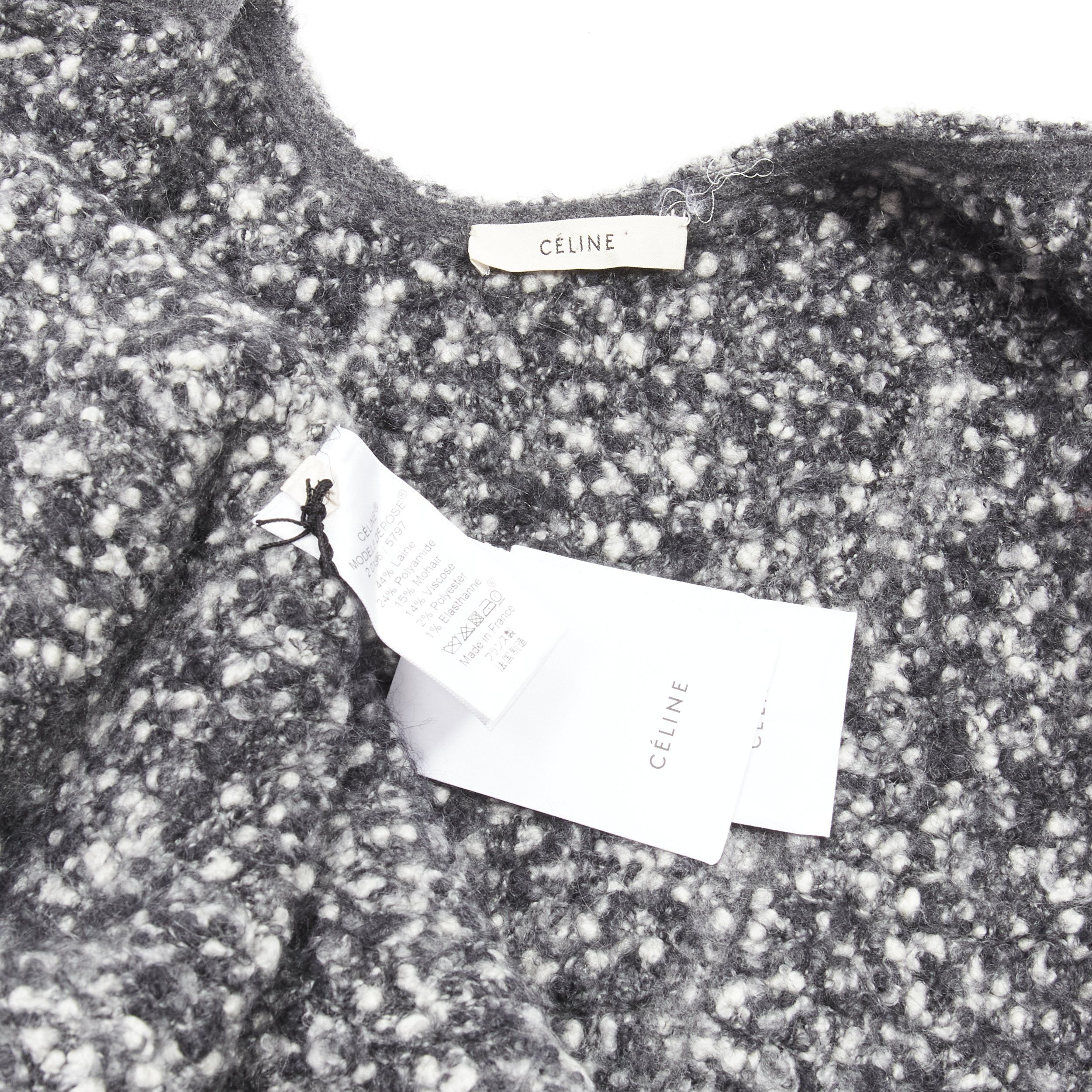 Celine OLD CELINE Runway Phoebe Philo 2014 grey wool boucle bias diagonal top FR34 XS Size XS / US 0-2 / IT 36-38 - 10 Thumbnail