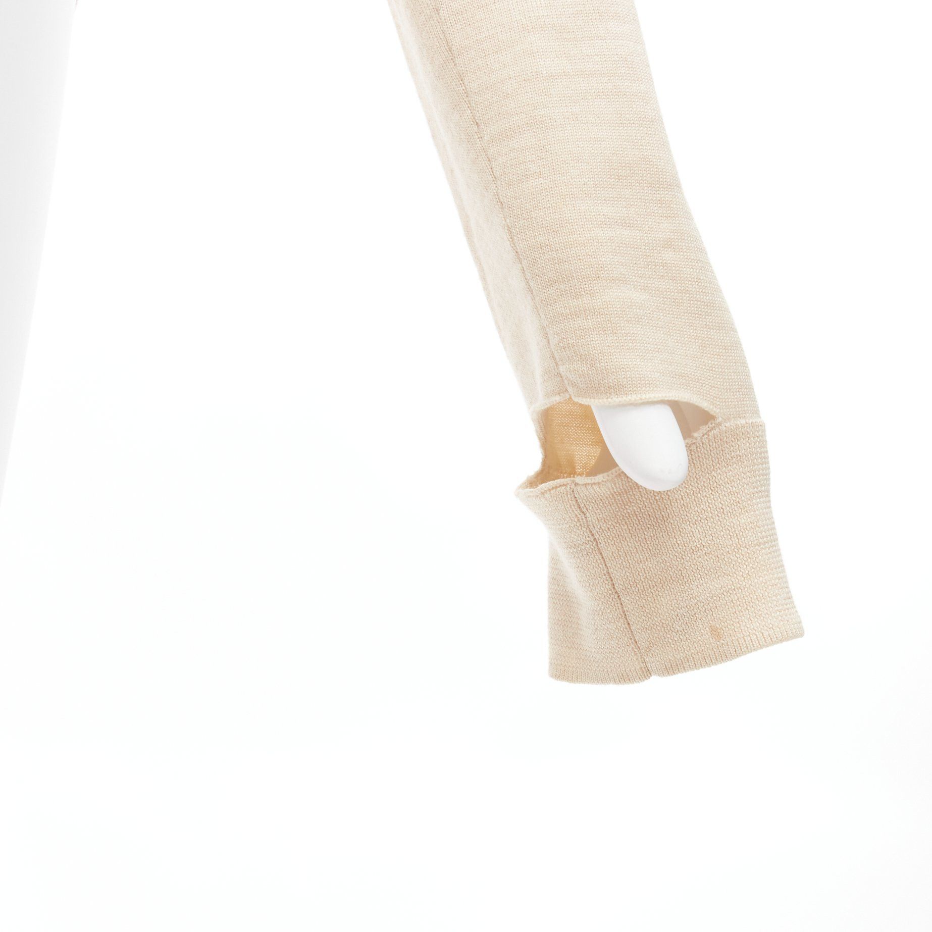 Celine OLD CELINE Phoebe Philo beige wool silk knot tie back cut out sleeves sweater M Size M / US 6-8 / IT 42-44 - 7 Thumbnail