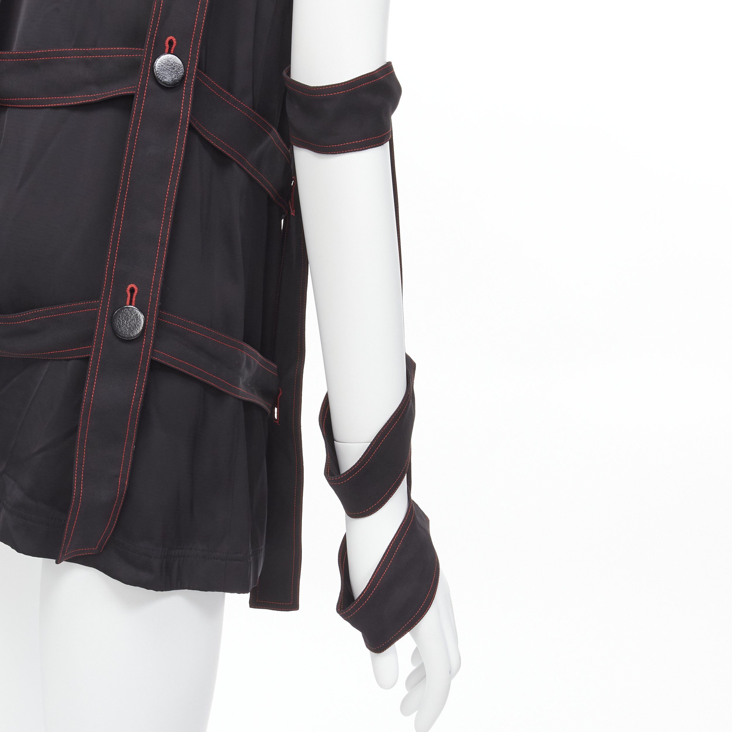 Celine OLD CELINE Philo 2015 Runway Look 17 black grid harness gold button top FR38 M Size M / US 6-8 / IT 42-44 - 2 Thumbnail
