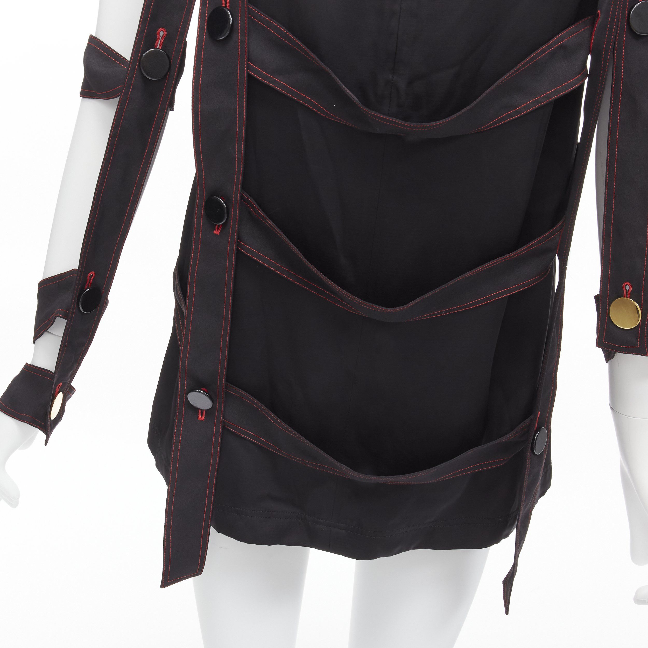 Celine OLD CELINE Philo 2015 Runway Look 17 black grid harness gold button top FR38 M Size M / US 6-8 / IT 42-44 - 9 Thumbnail