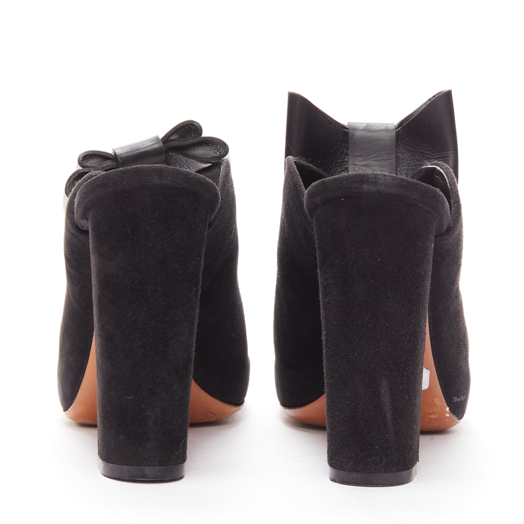Celine OLD CELINE Phoebe Philo black suede bow high heel mules EU36.5 Size US 6.5 / IT 36.5 - 5 Thumbnail