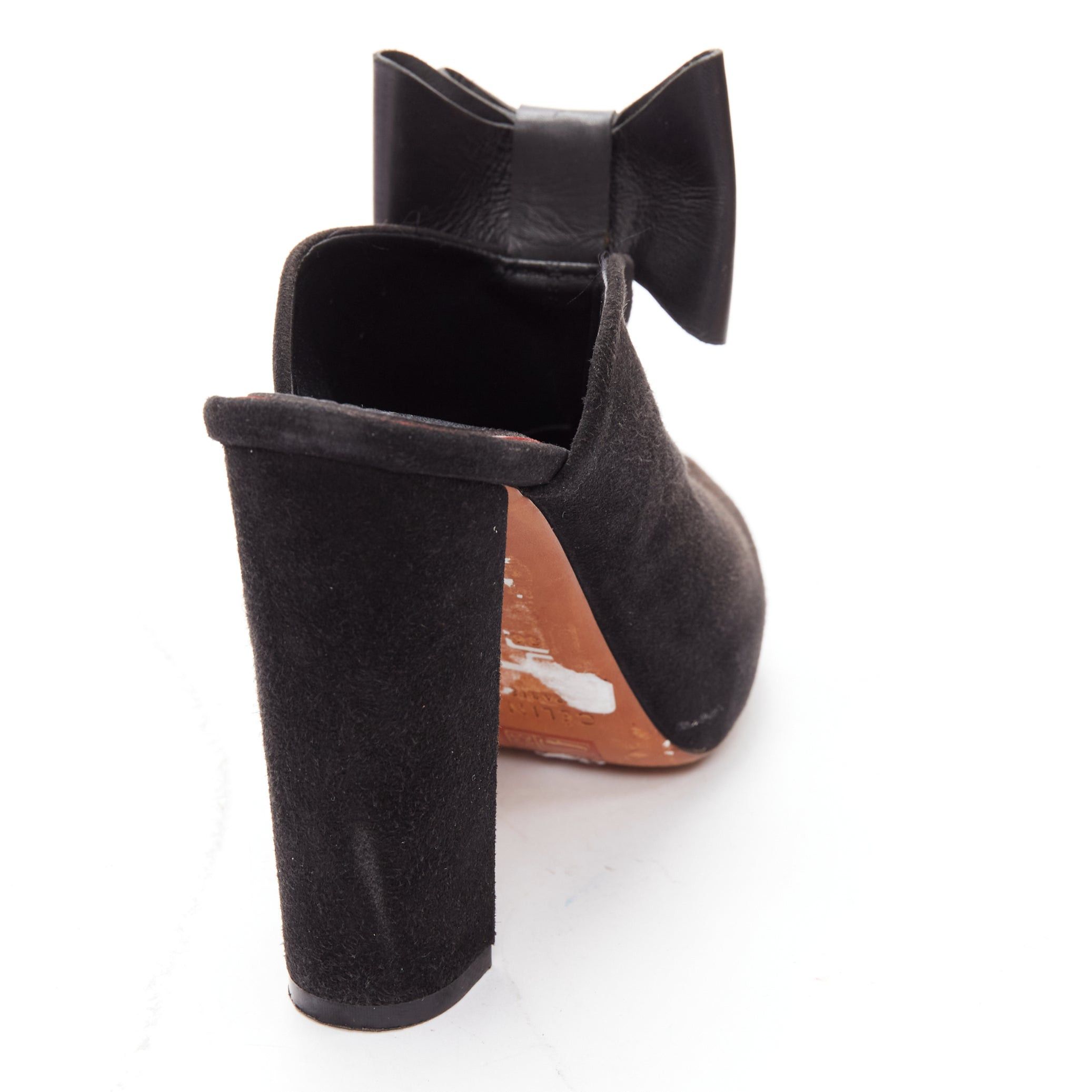 Celine OLD CELINE Phoebe Philo black suede bow high heel mules EU36.5 Size US 6.5 / IT 36.5 - 8 Thumbnail