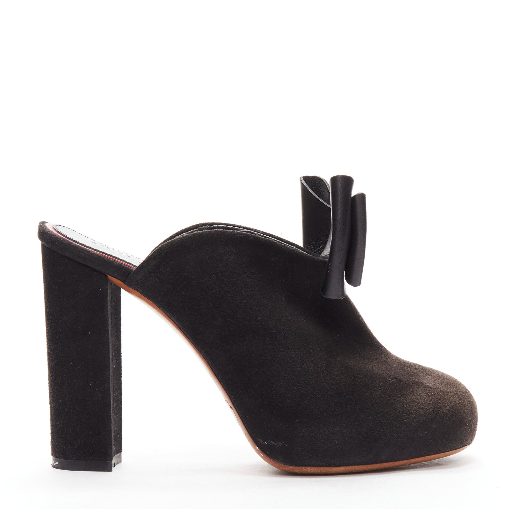 Celine OLD CELINE Phoebe Philo black suede bow high heel mules EU36.5 Size US 6.5 / IT 36.5 - 2 Thumbnail
