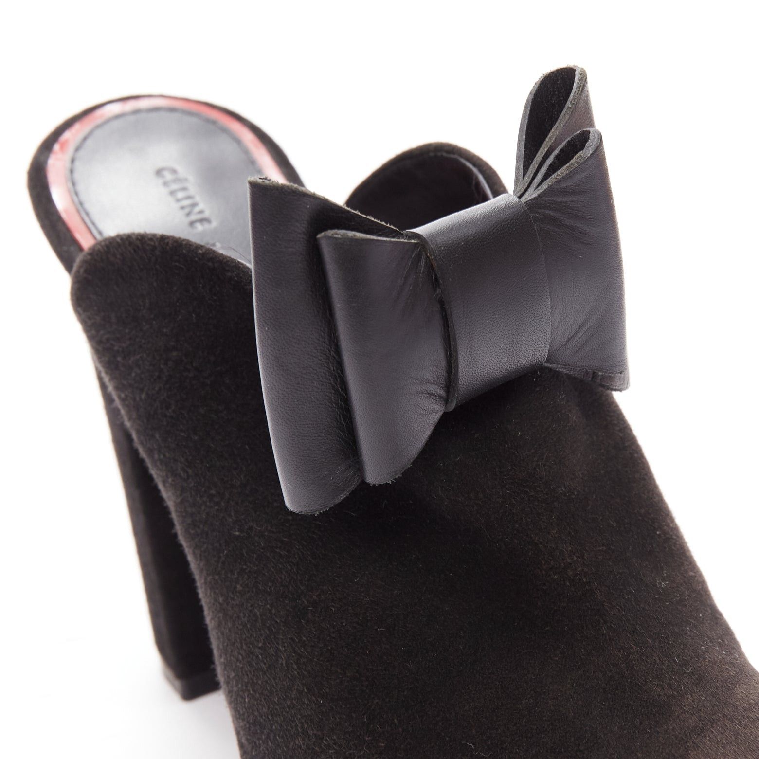 Celine OLD CELINE Phoebe Philo black suede bow high heel mules EU36.5 Size US 6.5 / IT 36.5 - 7 Thumbnail