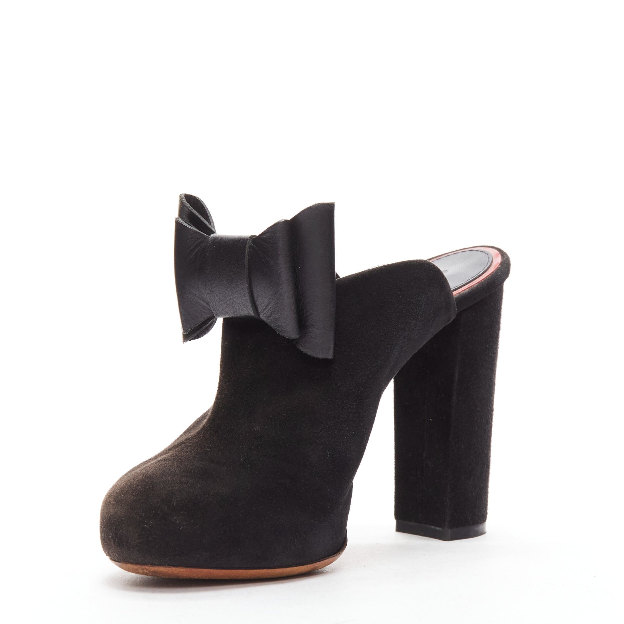 Celine OLD CELINE Phoebe Philo black suede bow high heel mules EU36.5 Size US 6.5 / IT 36.5 - 4 Thumbnail