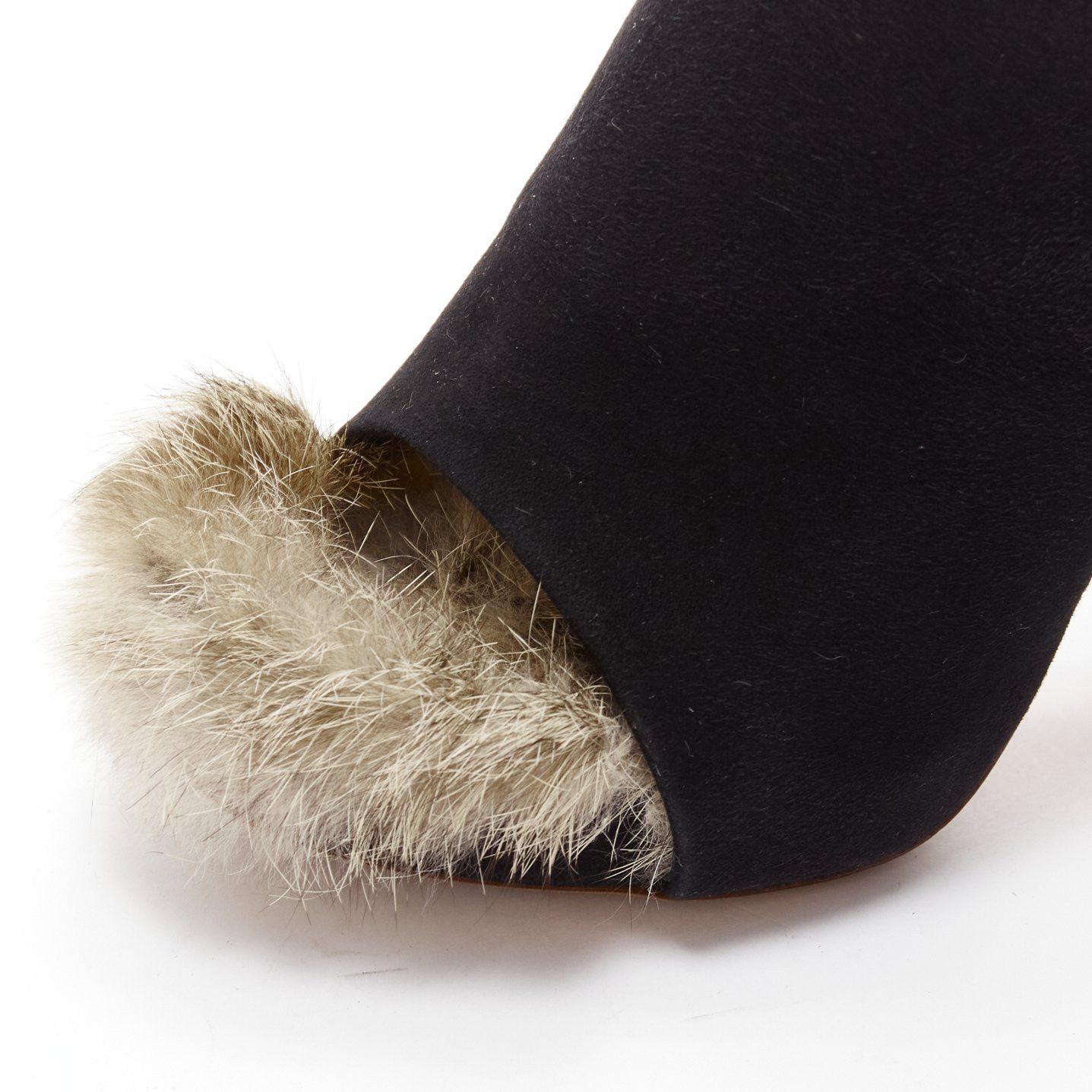 Celine OLD CELINE Phoebe Philo 2010 Runway black suede fur mules EU36 Size US 6 / IT 36 - 7 Thumbnail