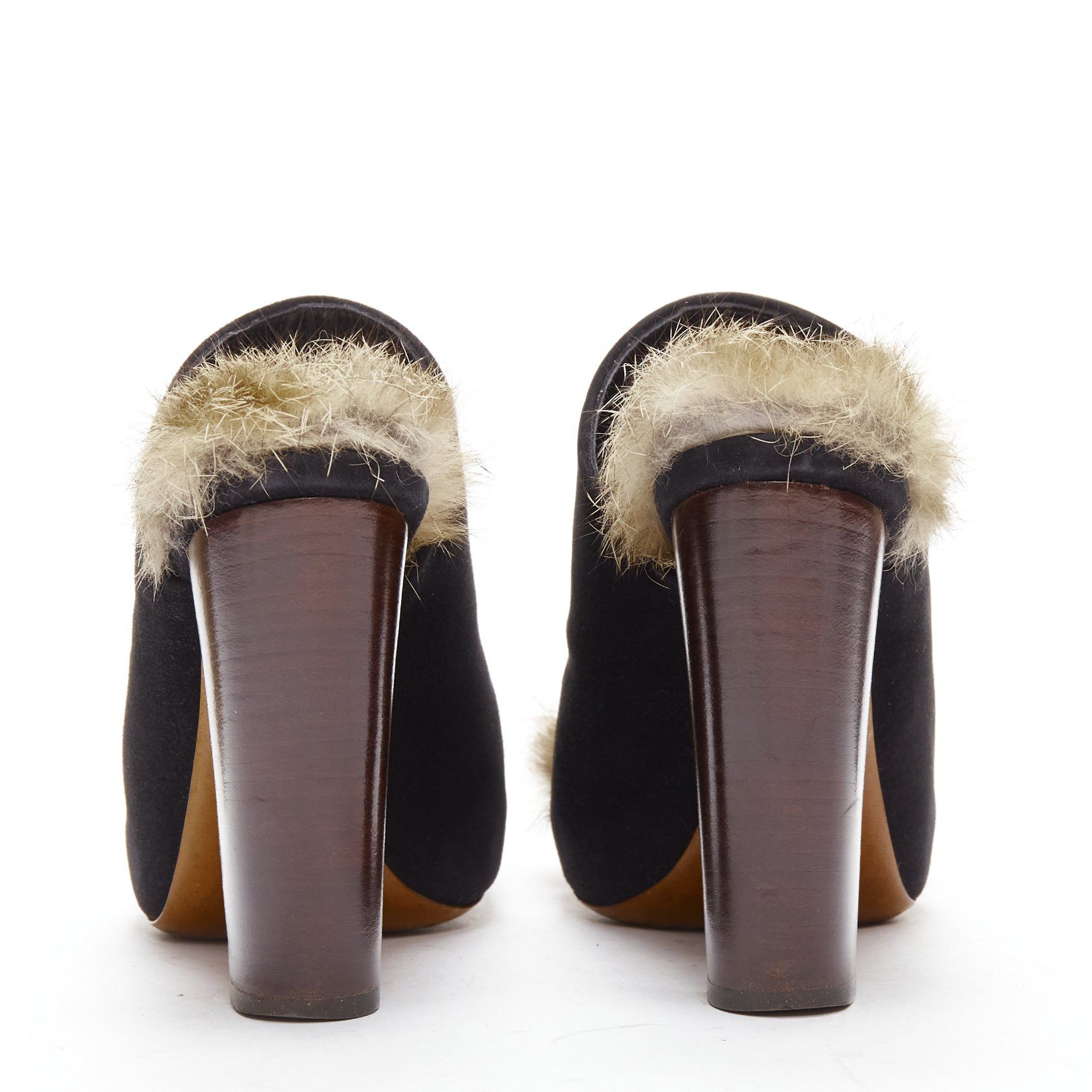Celine OLD CELINE Phoebe Philo 2010 Runway black suede fur mules EU36 Size US 6 / IT 36 - 5 Thumbnail