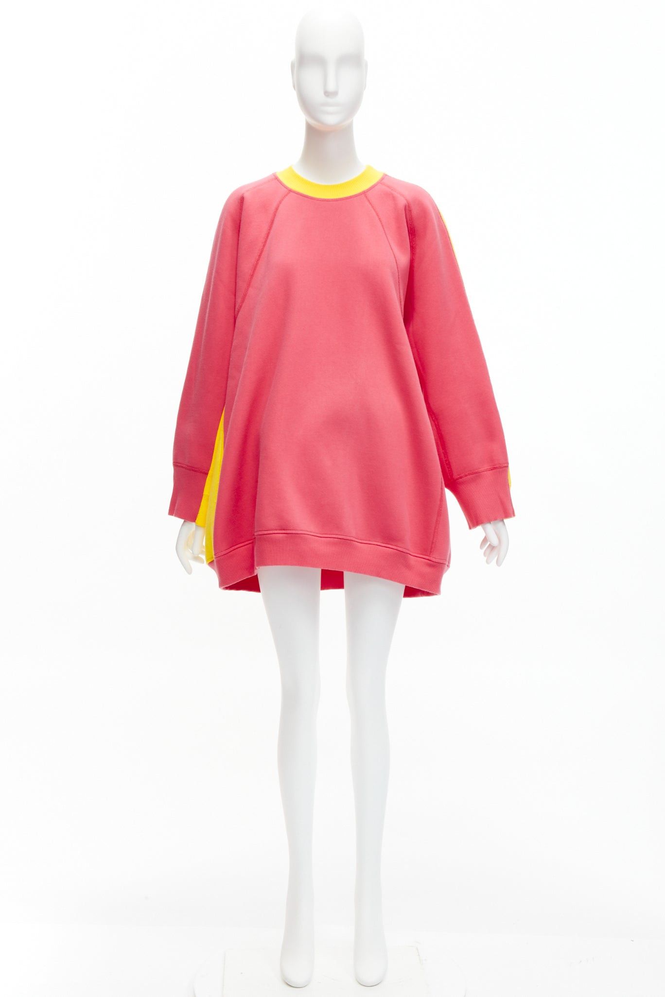 Celine OLD CELINE Phoebe Philo 2018 pink yellow contrast back raglan oversized sweatshirt XS Size S / US 4 / IT 40 - 9 Thumbnail