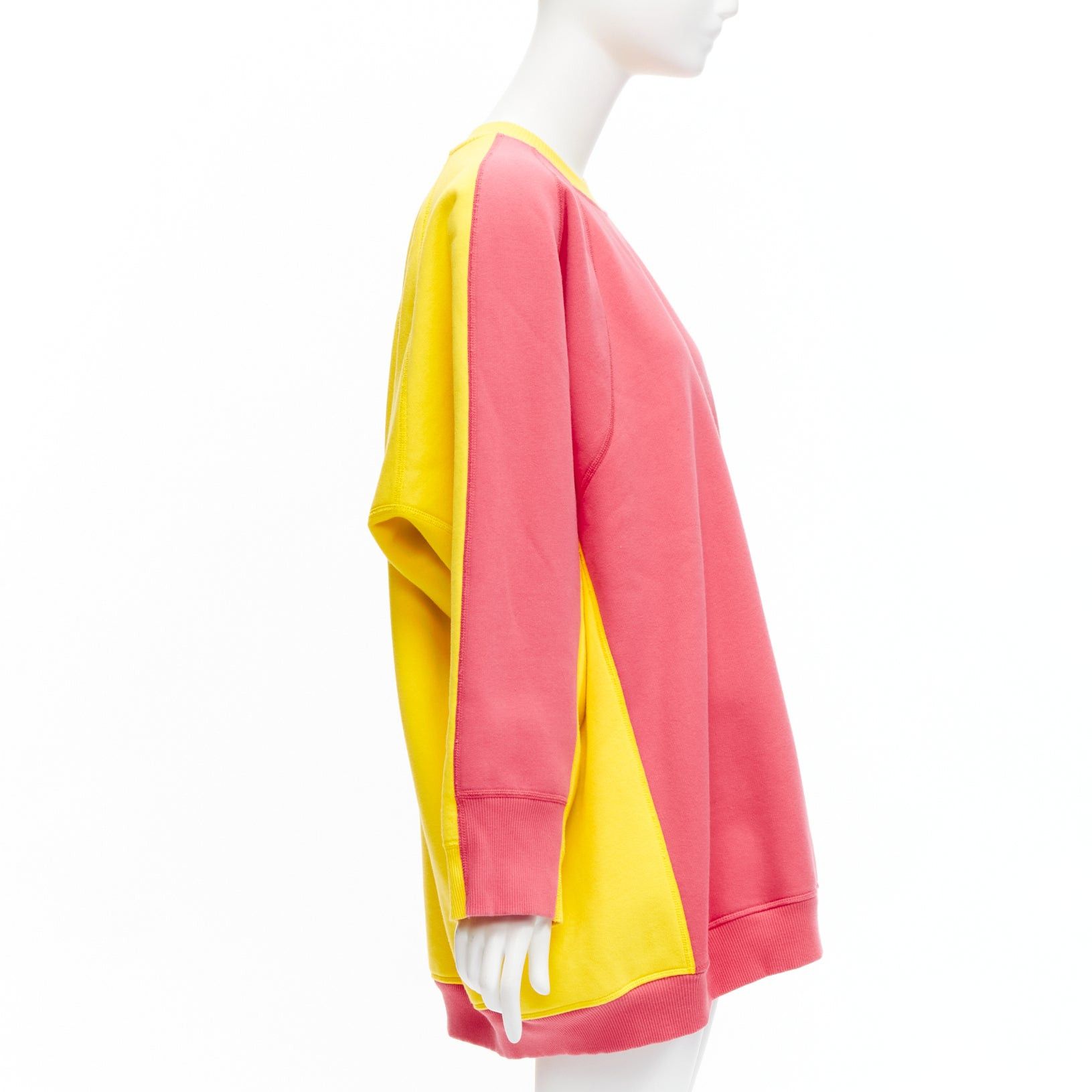 Celine OLD CELINE Phoebe Philo 2018 pink yellow contrast back raglan oversized sweatshirt XS Size S / US 4 / IT 40 - 4 Thumbnail