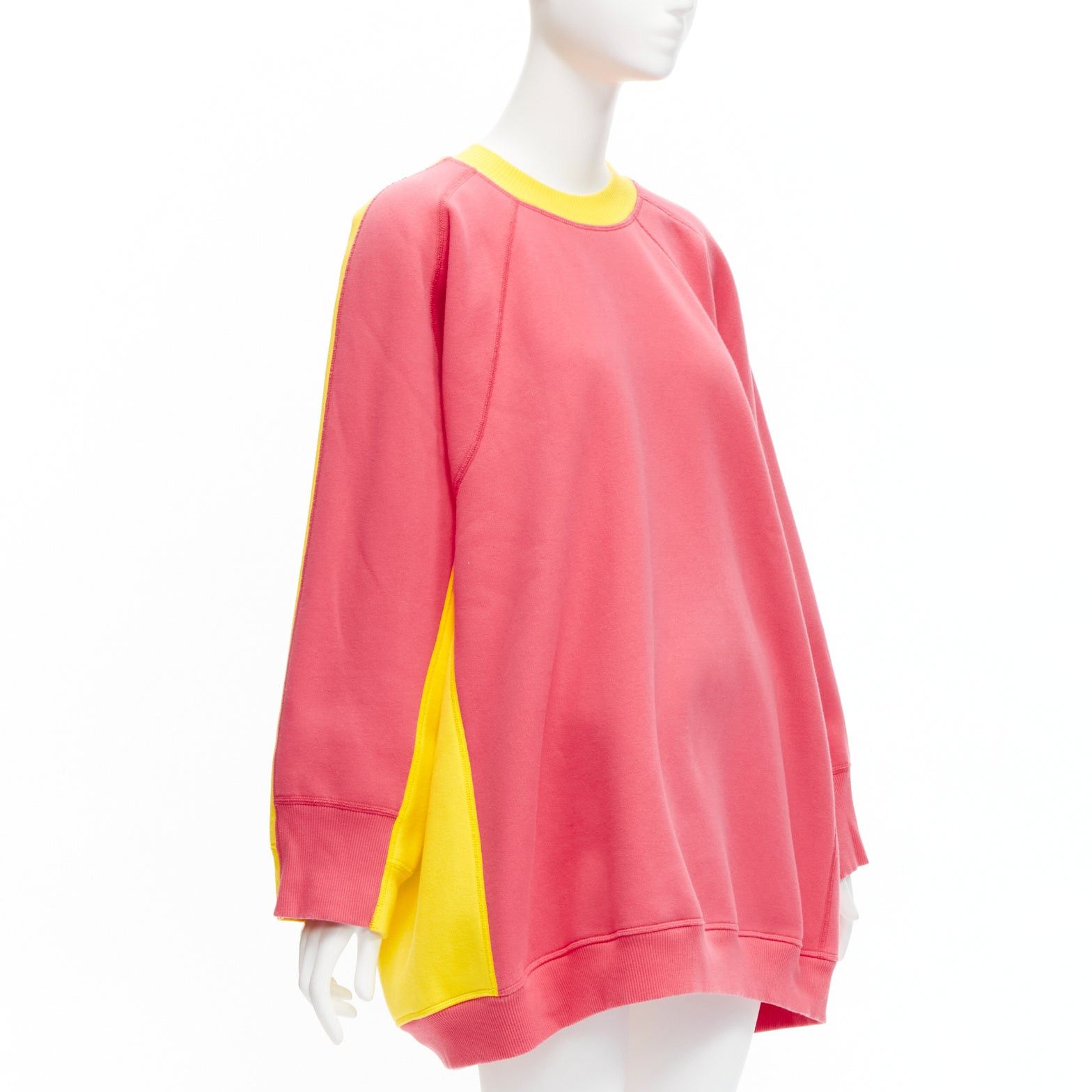 Celine OLD CELINE Phoebe Philo 2018 pink yellow contrast back raglan oversized sweatshirt XS Size S / US 4 / IT 40 - 2 Thumbnail