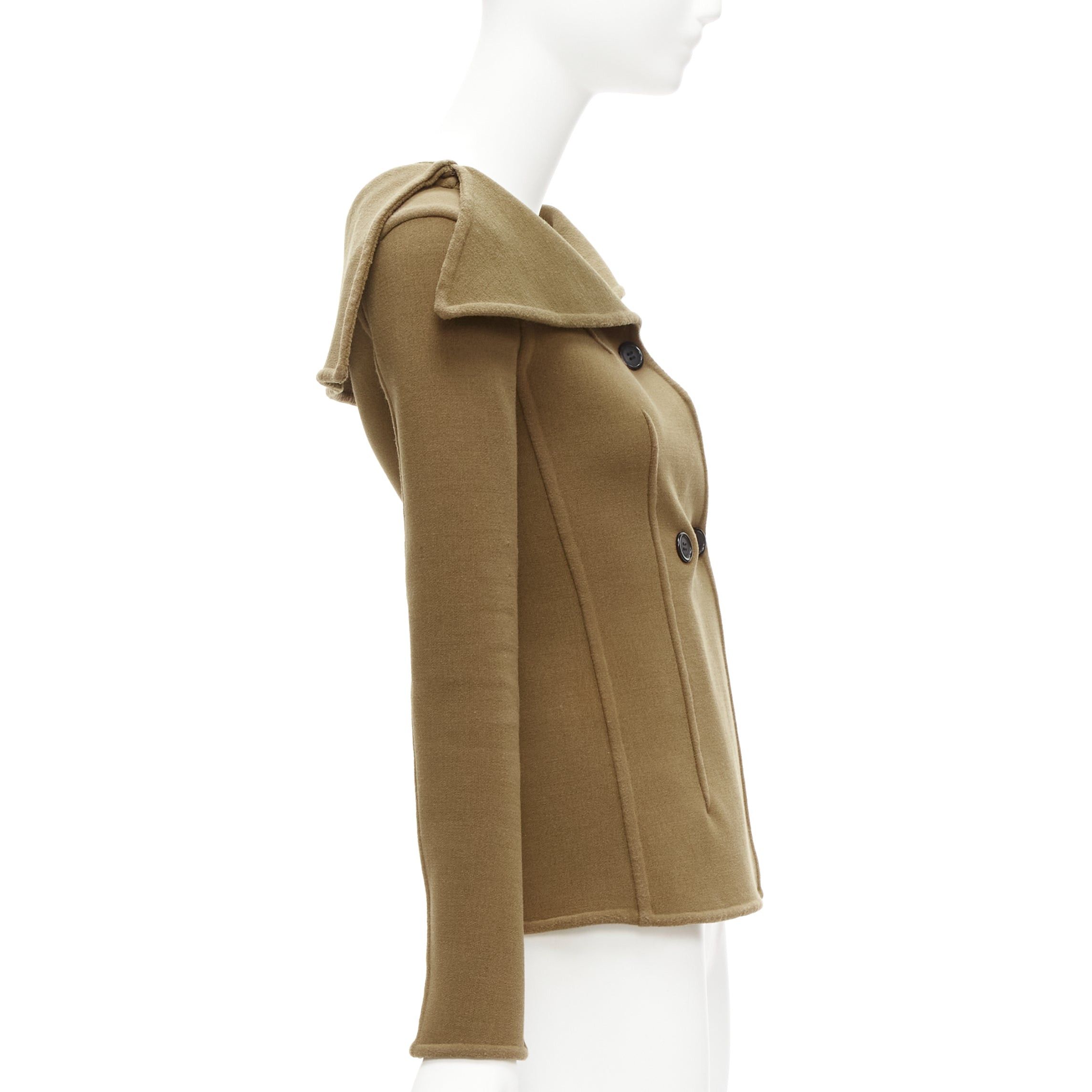 Celine OLD CELINE Phoebe Philo 2014 Runway brown virgin wool foldover collar jacket FR34 XS Size XS / US 0-2 / IT 36-38 - 5 Thumbnail
