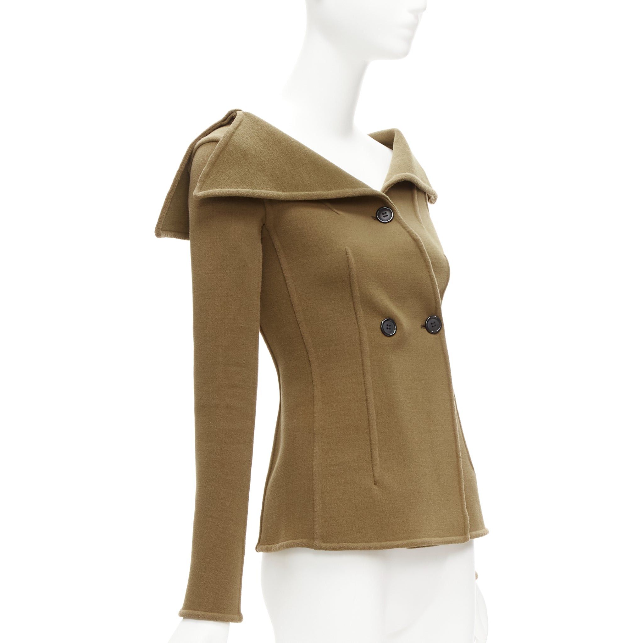 Celine OLD CELINE Phoebe Philo 2014 Runway brown virgin wool foldover collar jacket FR34 XS Size XS / US 0-2 / IT 36-38 - 4 Thumbnail
