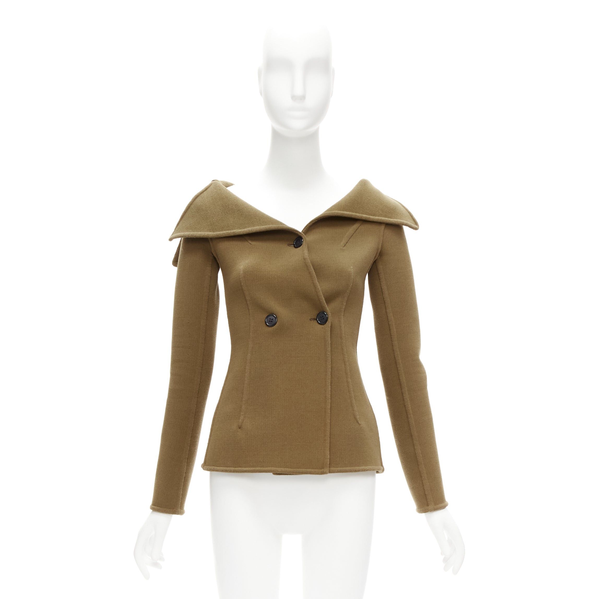 Celine OLD CELINE Phoebe Philo 2014 Runway brown virgin wool foldover collar jacket FR34 XS Size XS / US 0-2 / IT 36-38 - 10 Thumbnail