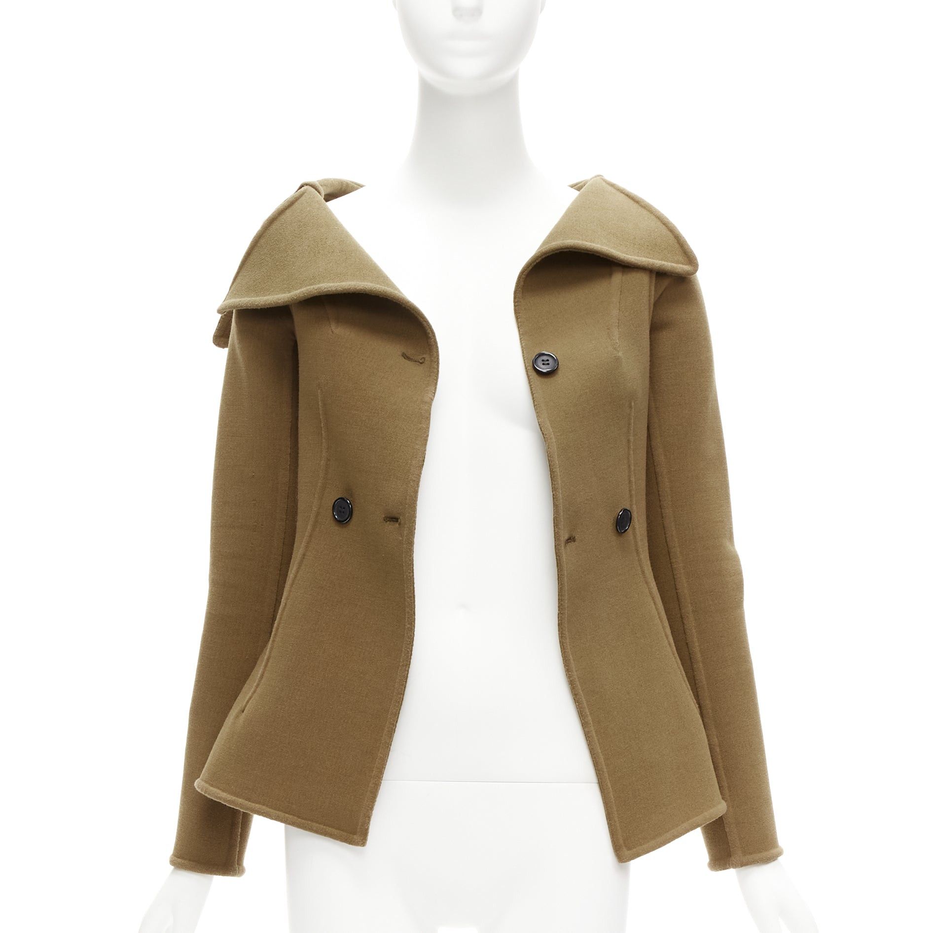 Celine OLD CELINE Phoebe Philo 2014 Runway brown virgin wool foldover collar jacket FR34 XS Size XS / US 0-2 / IT 36-38 - 3 Thumbnail