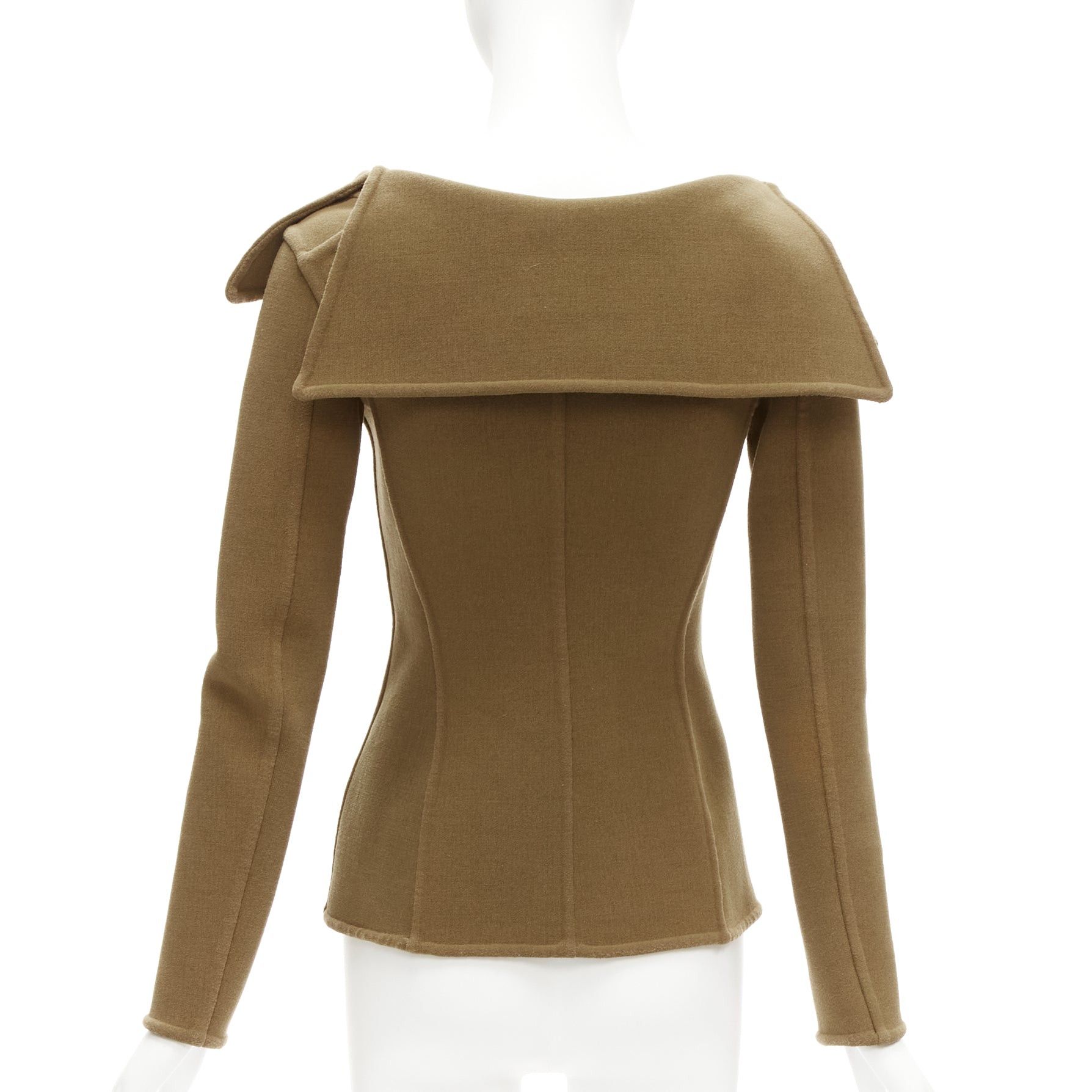 Celine OLD CELINE Phoebe Philo 2014 Runway brown virgin wool foldover collar jacket FR34 XS Size XS / US 0-2 / IT 36-38 - 6 Thumbnail