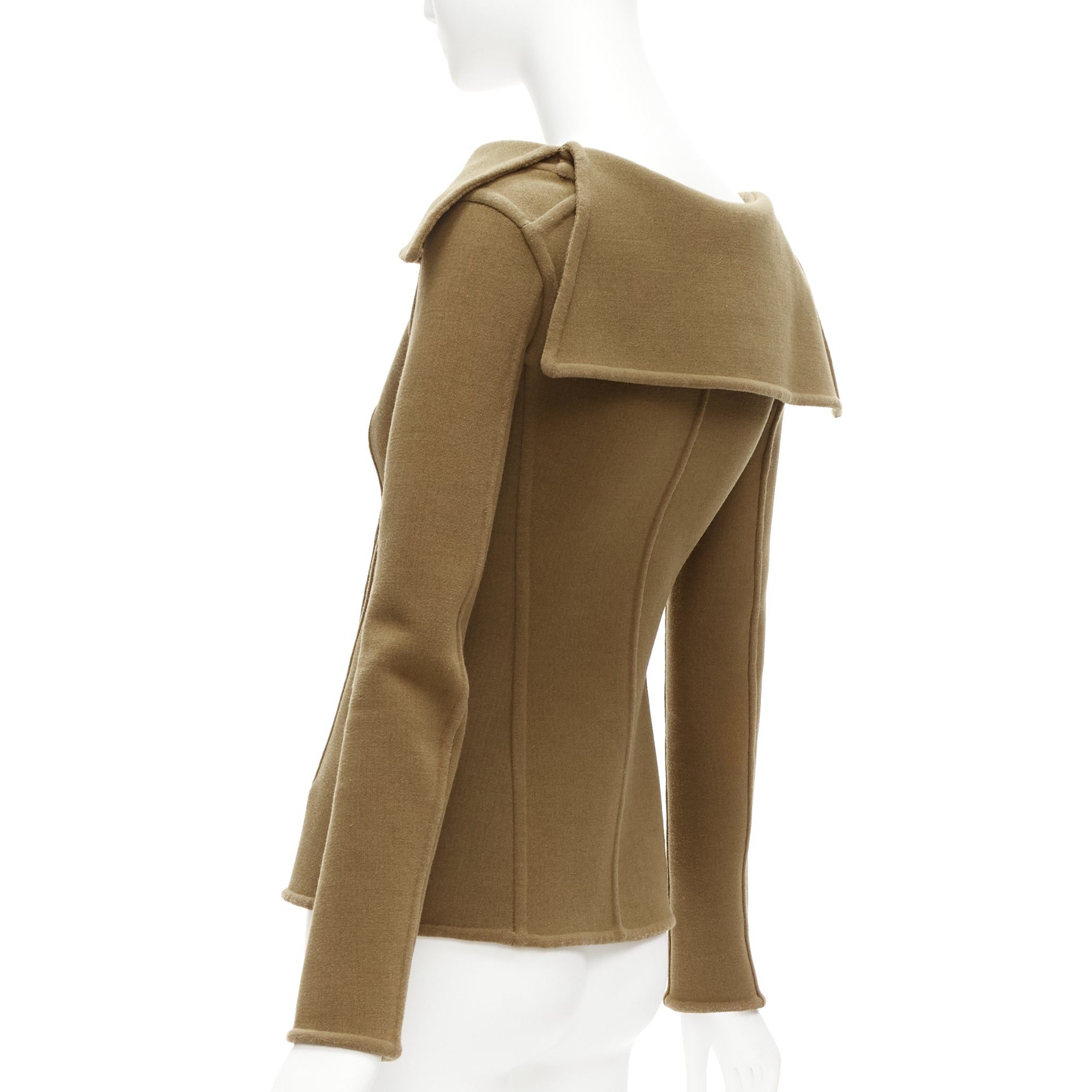 Celine OLD CELINE Phoebe Philo 2014 Runway brown virgin wool foldover collar jacket FR34 XS Size XS / US 0-2 / IT 36-38 - 7 Thumbnail