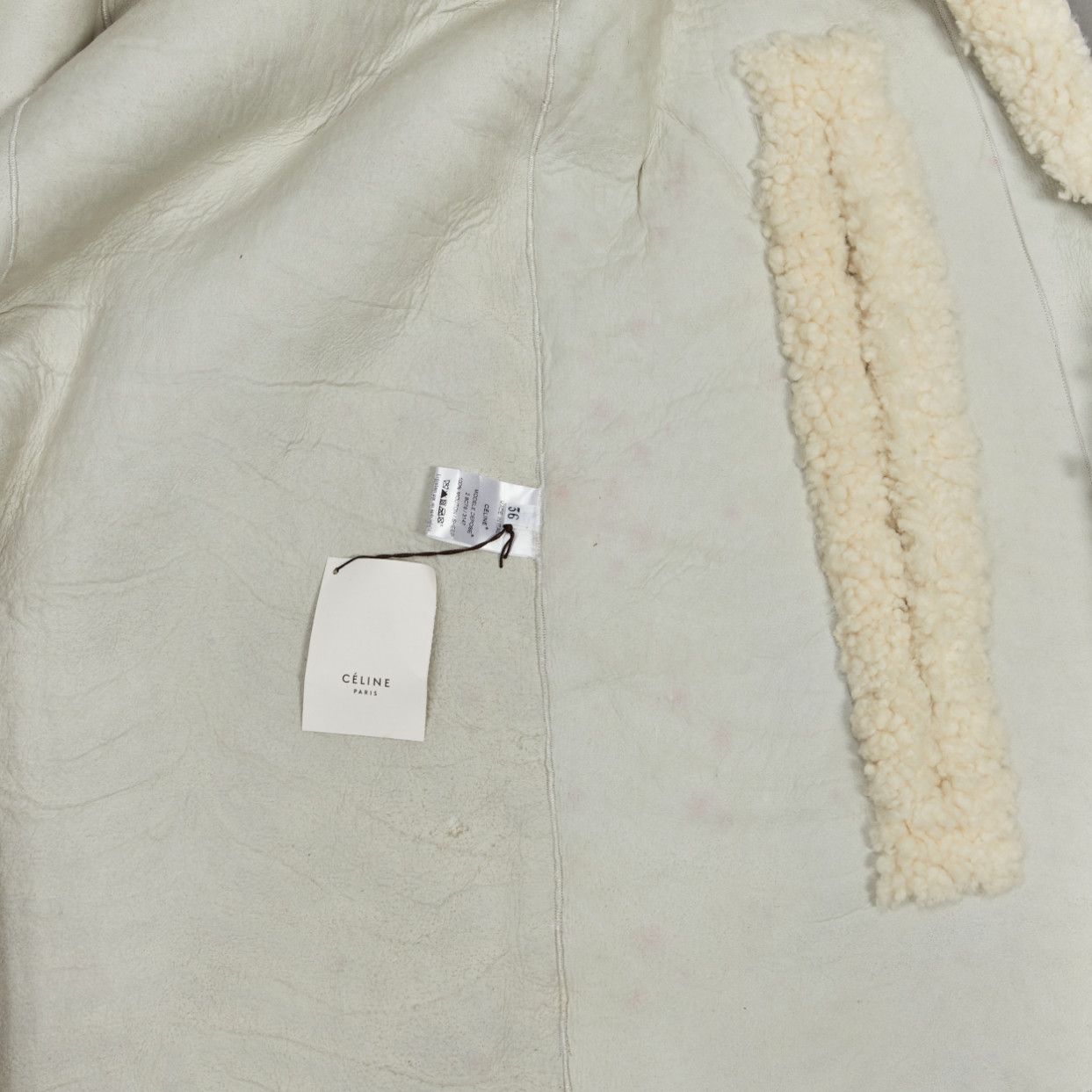 Celine rare OLD CELINE Phoebe Philo 2010 Runway gold buckle cream shearling cape FR36 Size S / US 4 / IT 40 - 10 Thumbnail