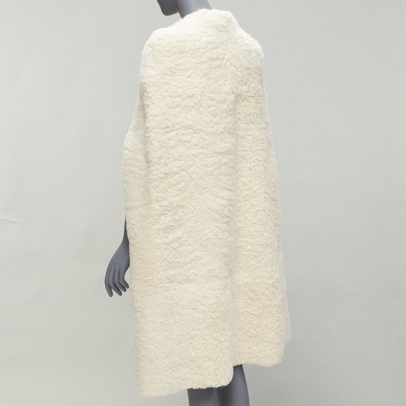 Celine rare OLD CELINE Phoebe Philo 2010 Runway gold buckle cream shearling cape FR36 Size S / US 4 / IT 40 - 6 Thumbnail