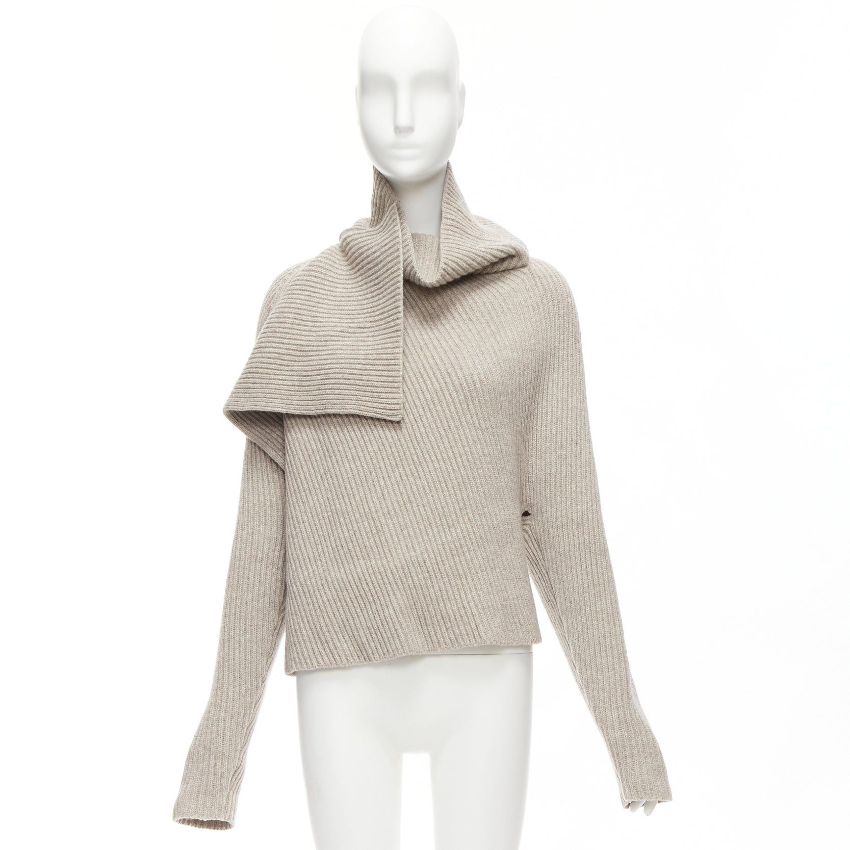 Celine OLD CELINE Phoebe Philo stone wool cashmere draped neck open back sweater XS Size S / US 4 / IT 40 - 9 Thumbnail