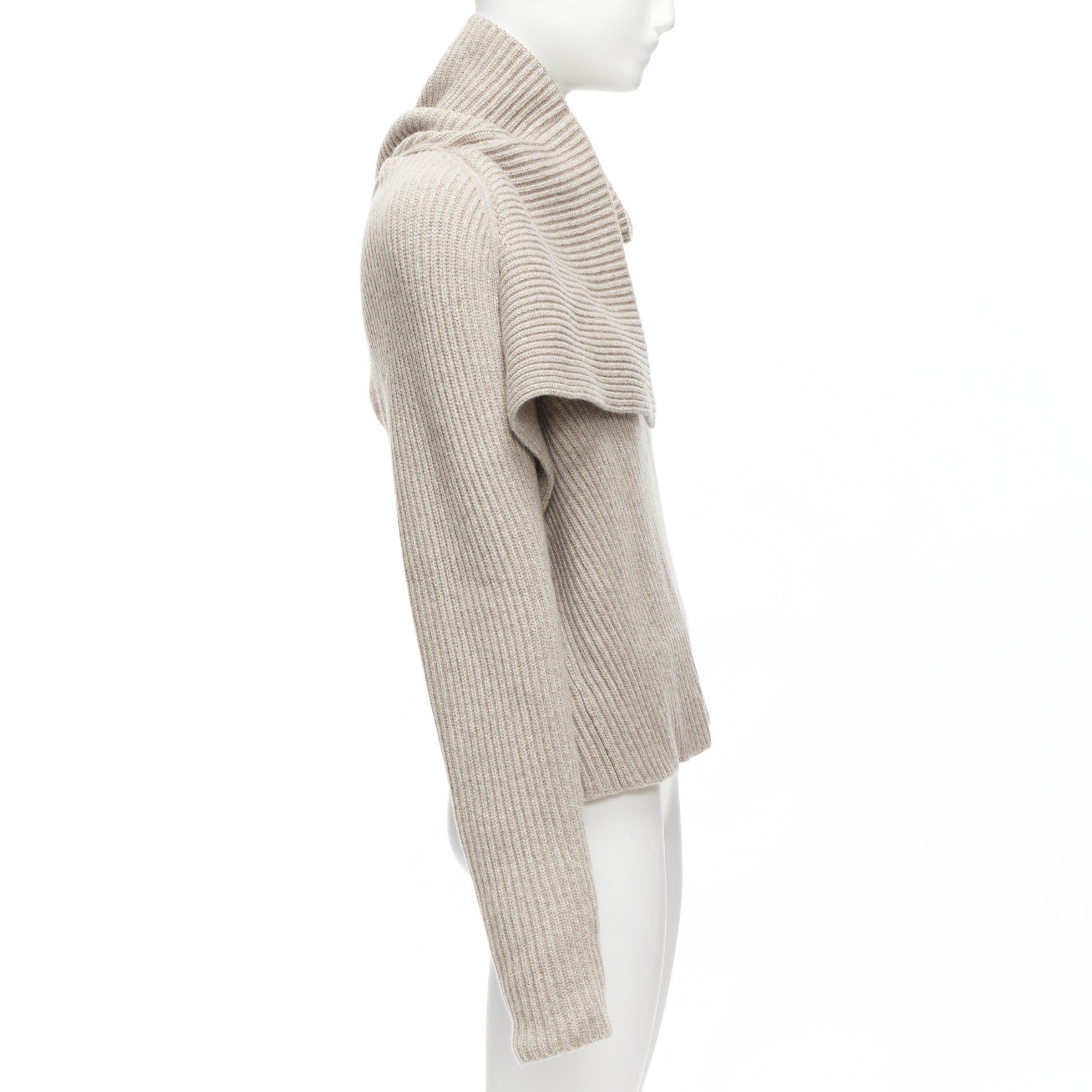 Celine OLD CELINE Phoebe Philo stone wool cashmere draped neck open back sweater XS Size S / US 4 / IT 40 - 4 Thumbnail