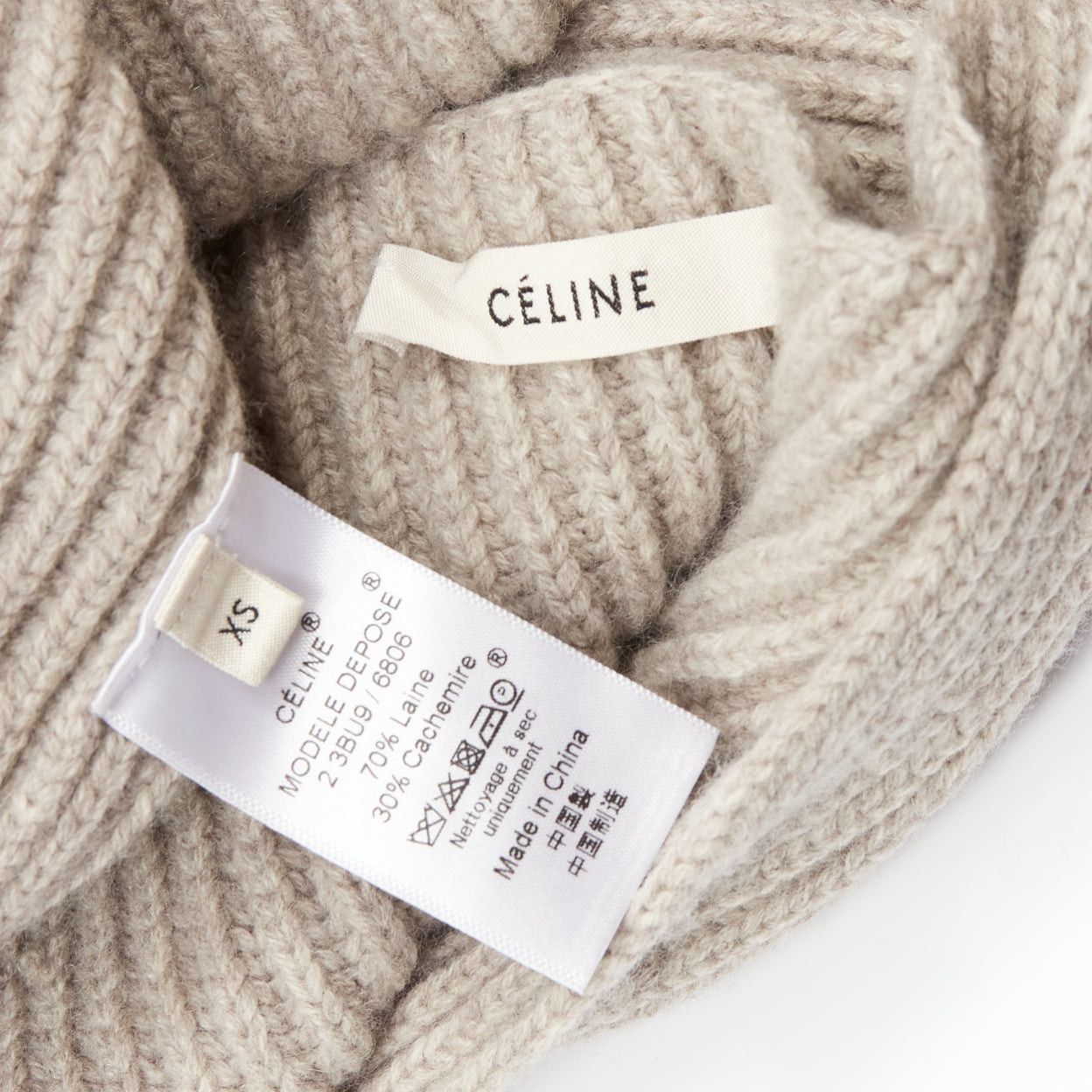 Celine OLD CELINE Phoebe Philo stone wool cashmere draped neck open back sweater XS Size S / US 4 / IT 40 - 8 Thumbnail